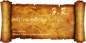 Háry Réka névjegykártya